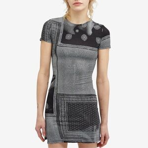 miaou black and grey mesh bodycon dress with short sleeves